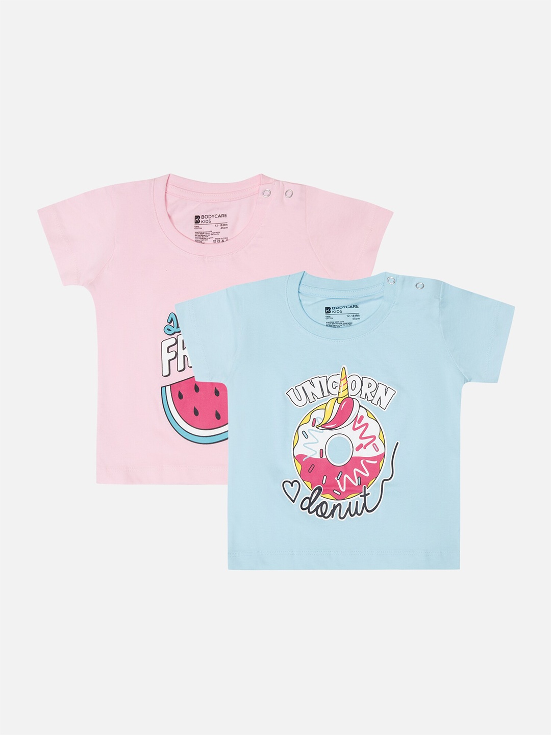 Bodycare Infant Girls Pack Of 2 Printed Cotton T-shirts, Pink