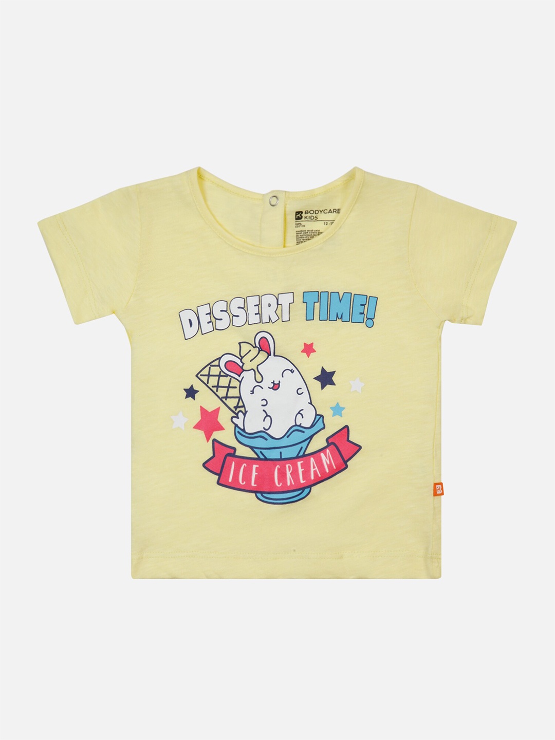 Bodycare Girls Ice Cream Printed Cotton T-shirt, Yellow