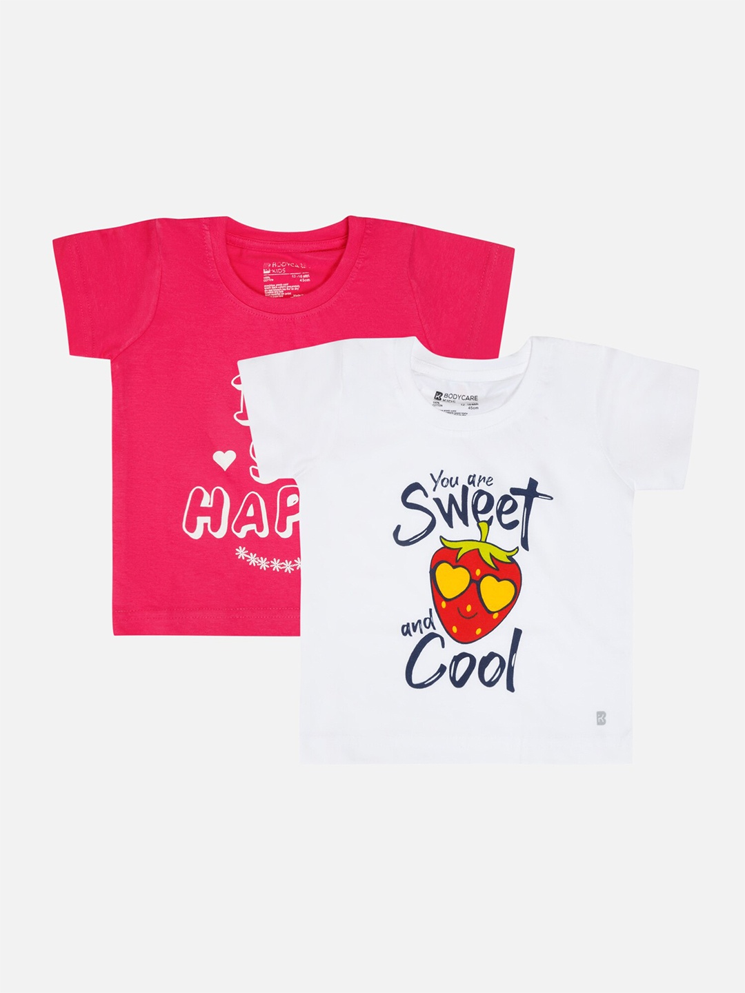 

Bodycare Infant Girls Pack of 2 Printed Cotton T-shirts, Pink