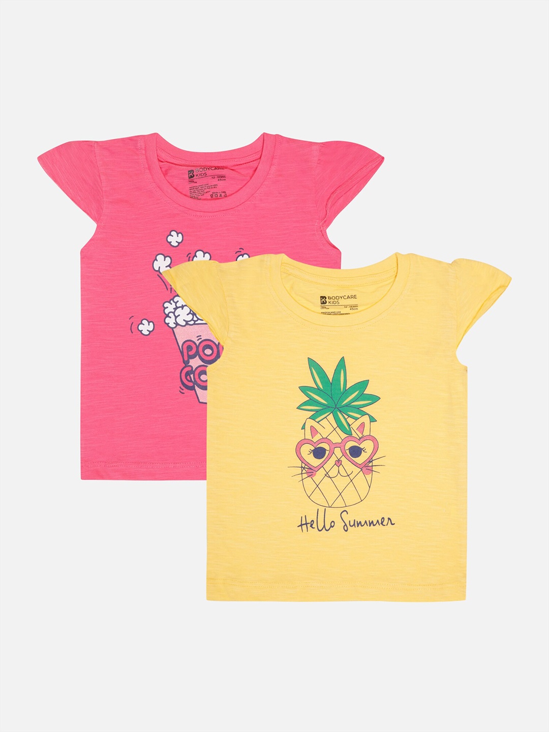 

Bodycare Infant Girls Pack of 2 Printed Cotton T-shirts, Pink
