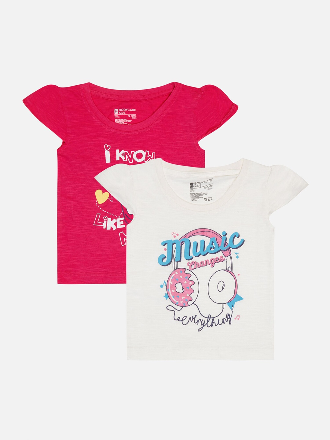 

Bodycare Infant Girls Pack of 2 Printed Cotton T-shirts, Pink