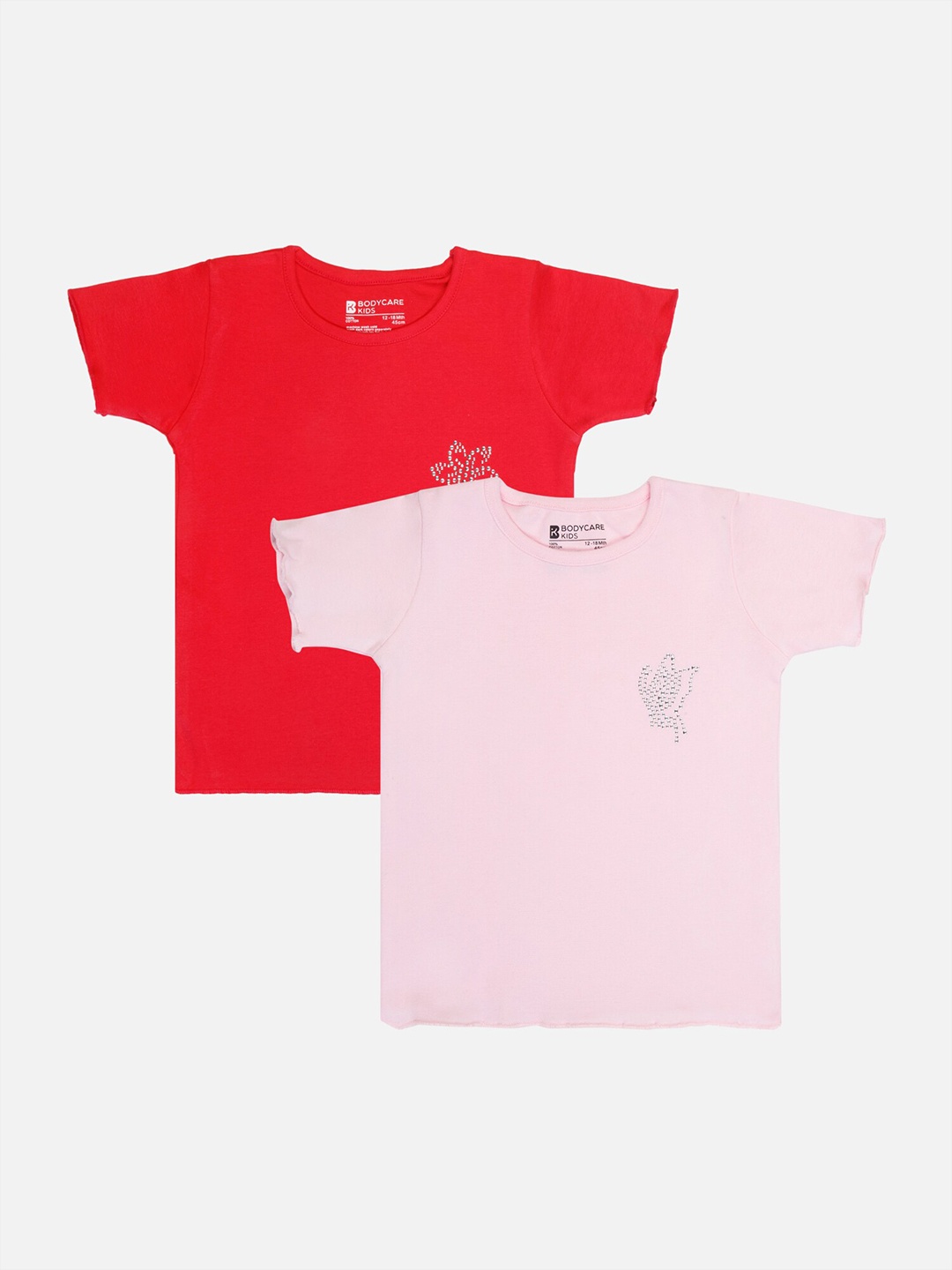 

Bodycare Infant Girls Pack of 2 Printed Cotton T-shirts, Red