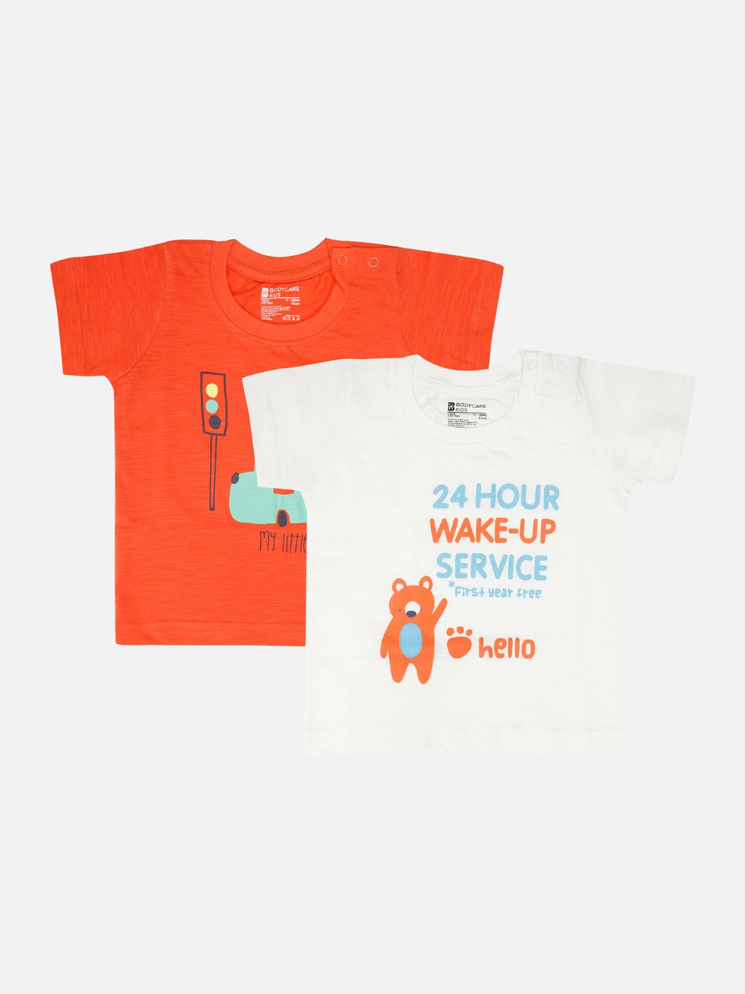 

Bodycare Infant Boys Pack of 2 Printed Cotton T-shirt, Orange
