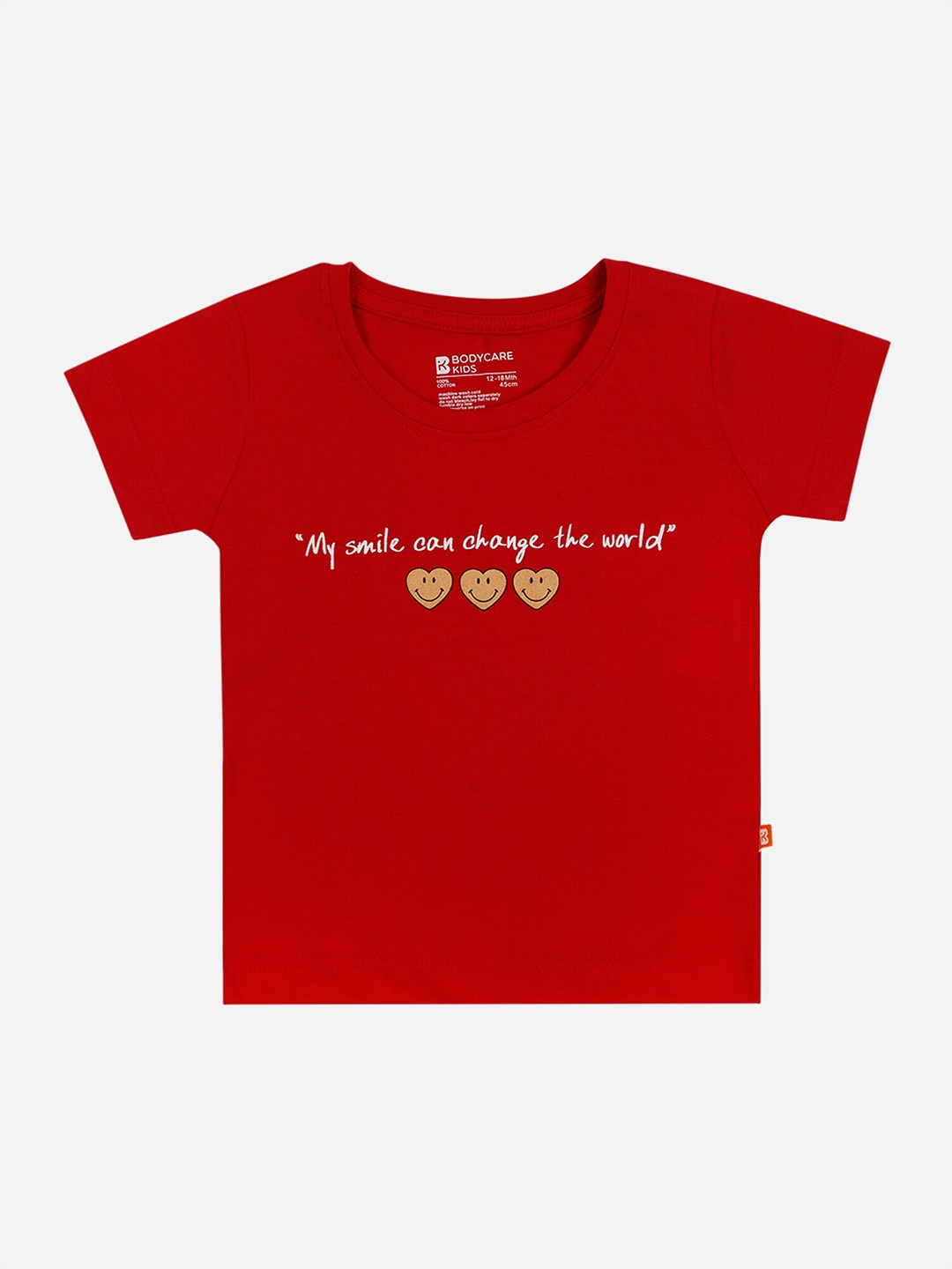 

Bodycare Infant Girls Typography Printed Cotton T-shirt, Red