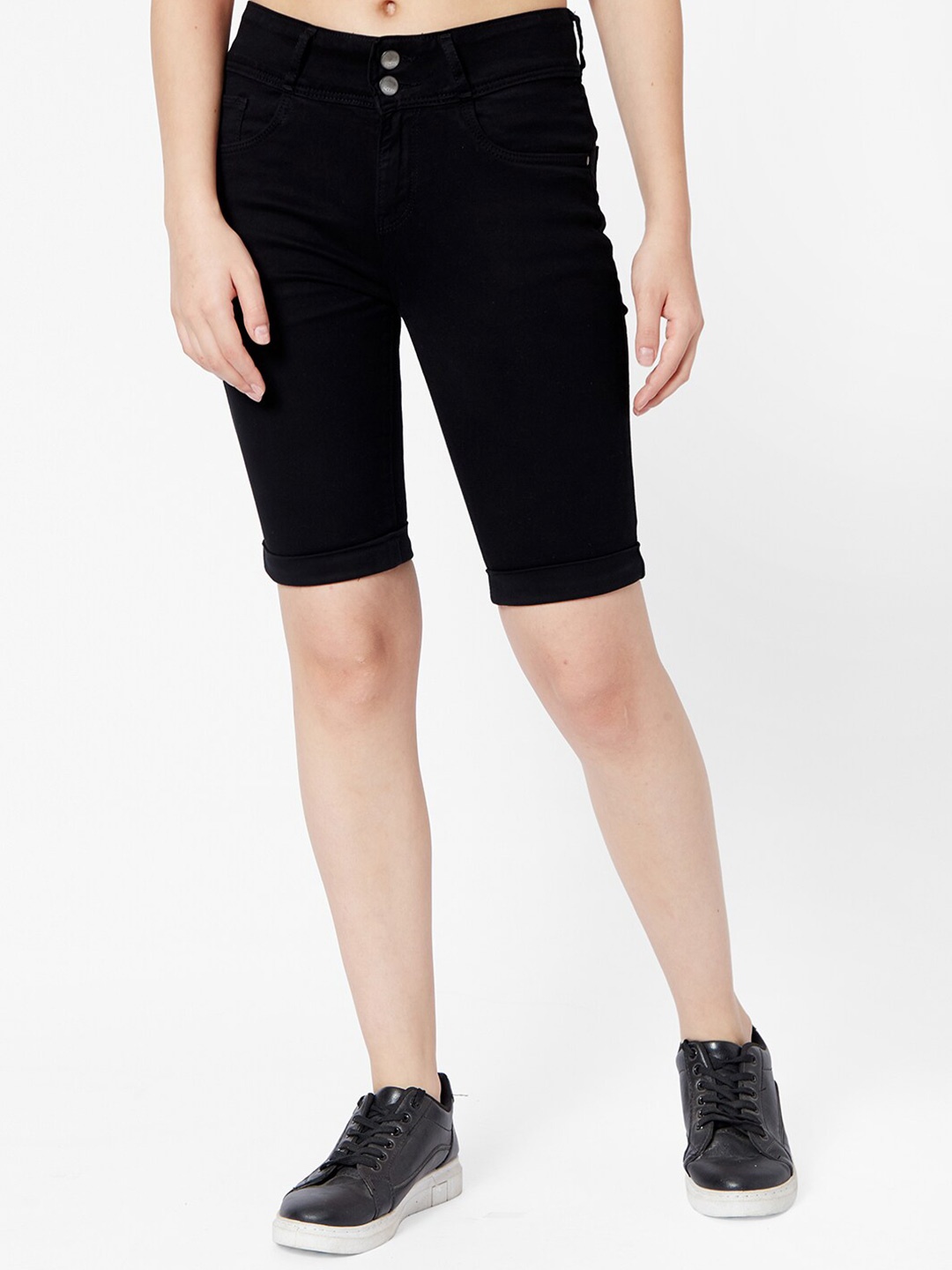 

Kraus Jeans Slim Fit Mid-Rise Capris, Black
