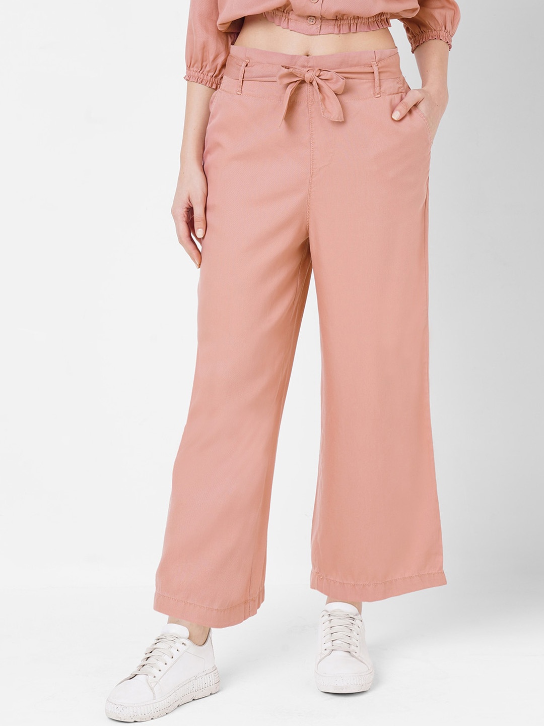 

Kraus Jeans Women Slim Fit High-Rise Pleated Trousers, Pink