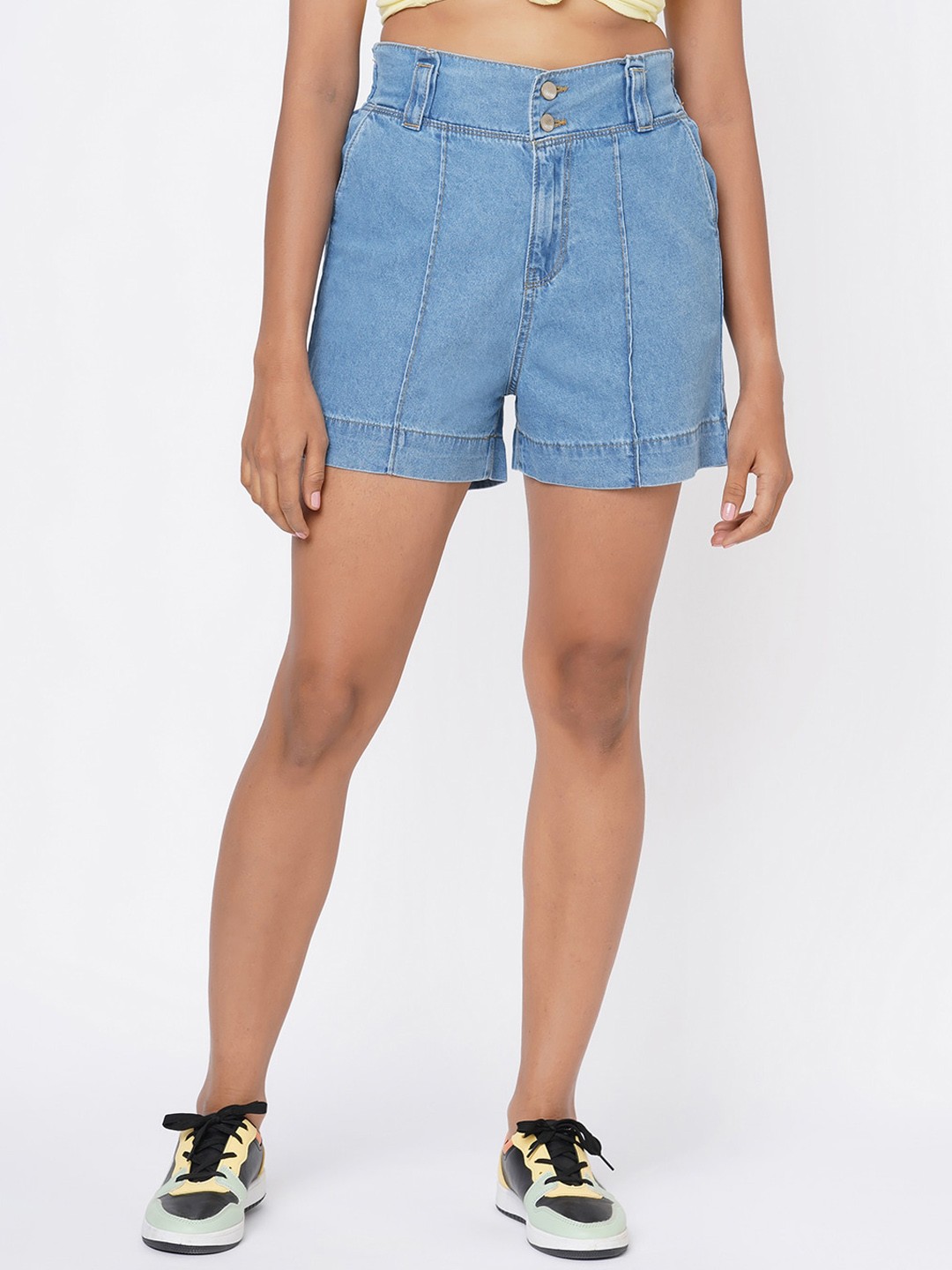 

Kraus Jeans Women Slim Fit High-Rise Denim Shorts, Blue