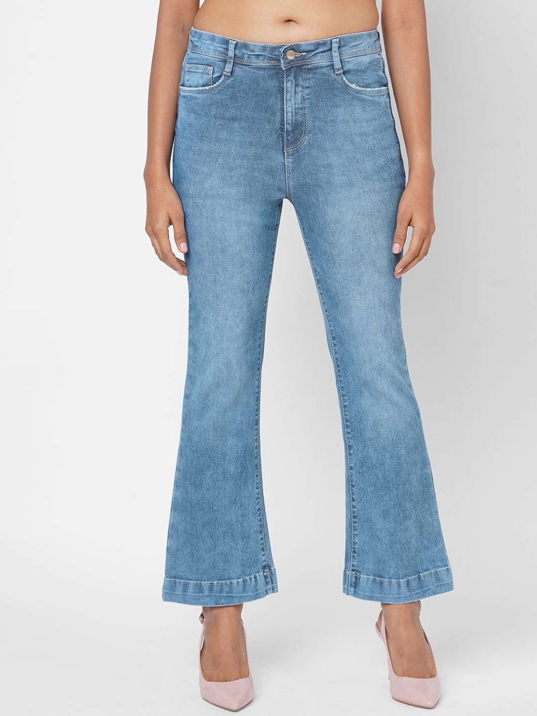 

Kraus Jeans Women Bootcut High-Rise Light Fade Stretchable Jeans, Blue