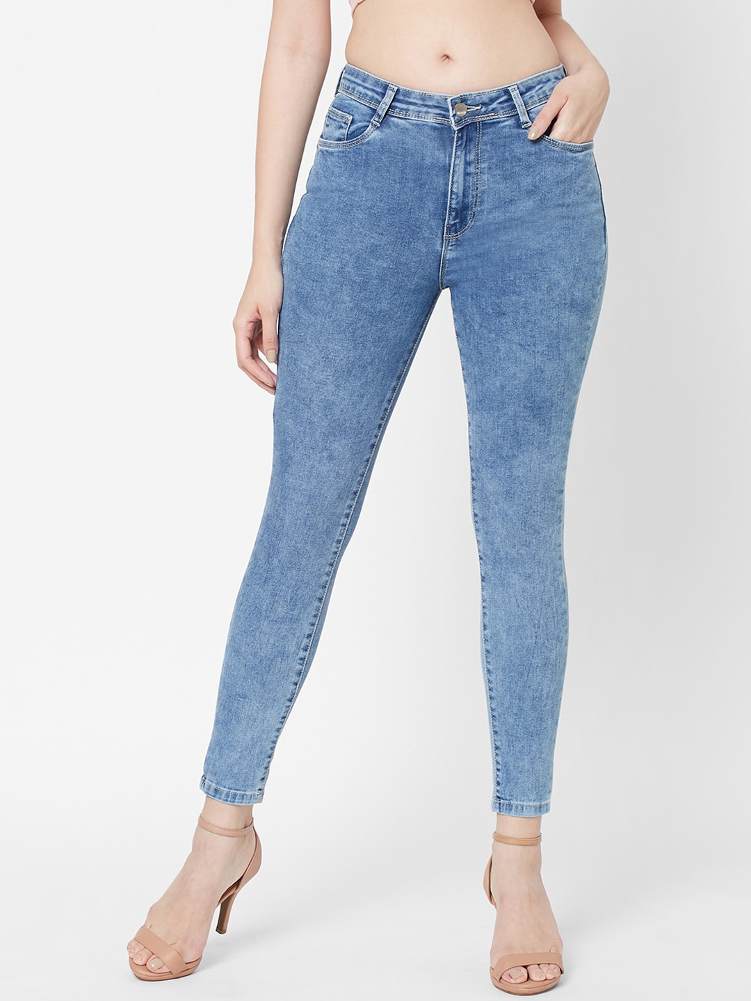 

Kraus Jeans Women Skinny Fit High-Rise Light Fade Jeans, Blue