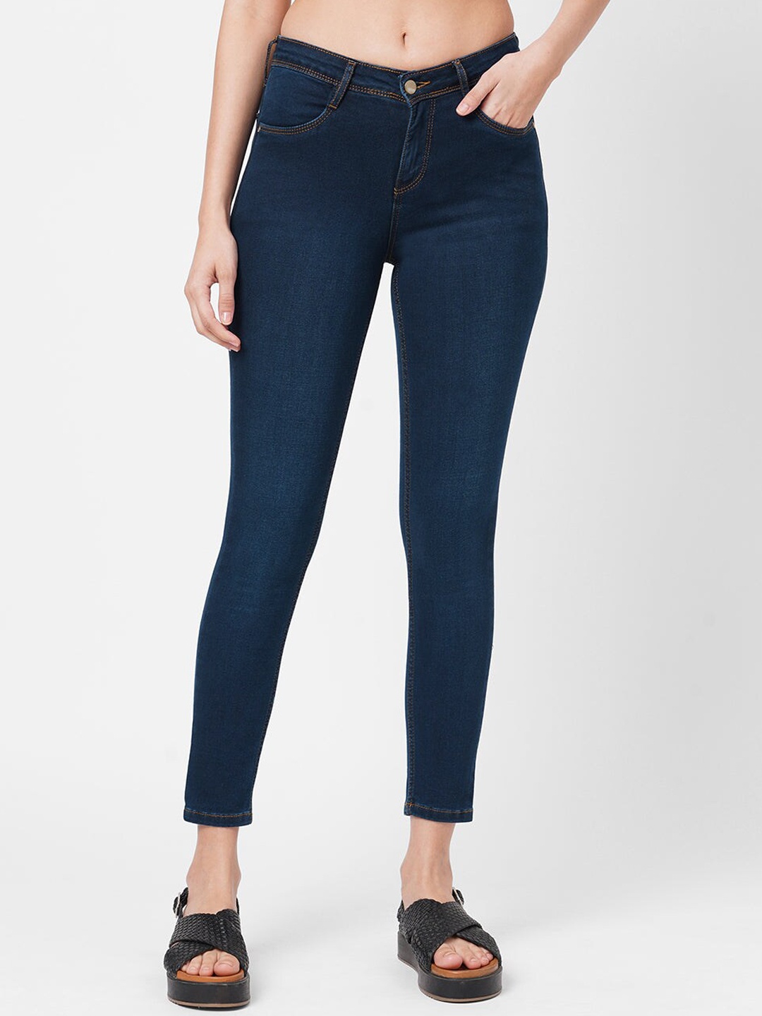 

Kraus Jeans Women Skinny Fit High-Rise Jeans, Blue