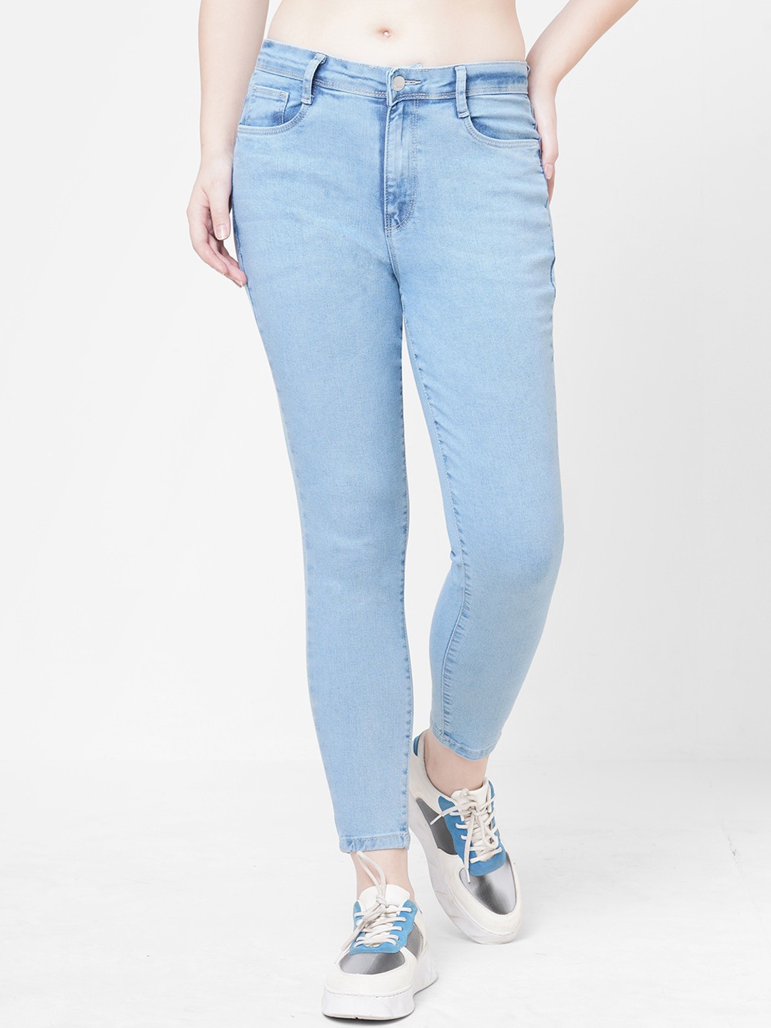 

Kraus Jeans Women Skinny Fit High-Rise Light Fade Jeans, Blue