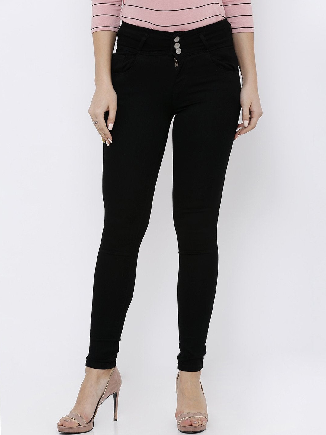 

Kraus Jeans Women Skinny Fit High-Rise Jeans, Black