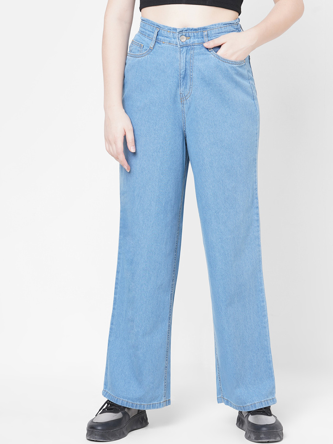 

Kraus Jeans Women Wide Leg High-Rise Cotton Jeans, Blue