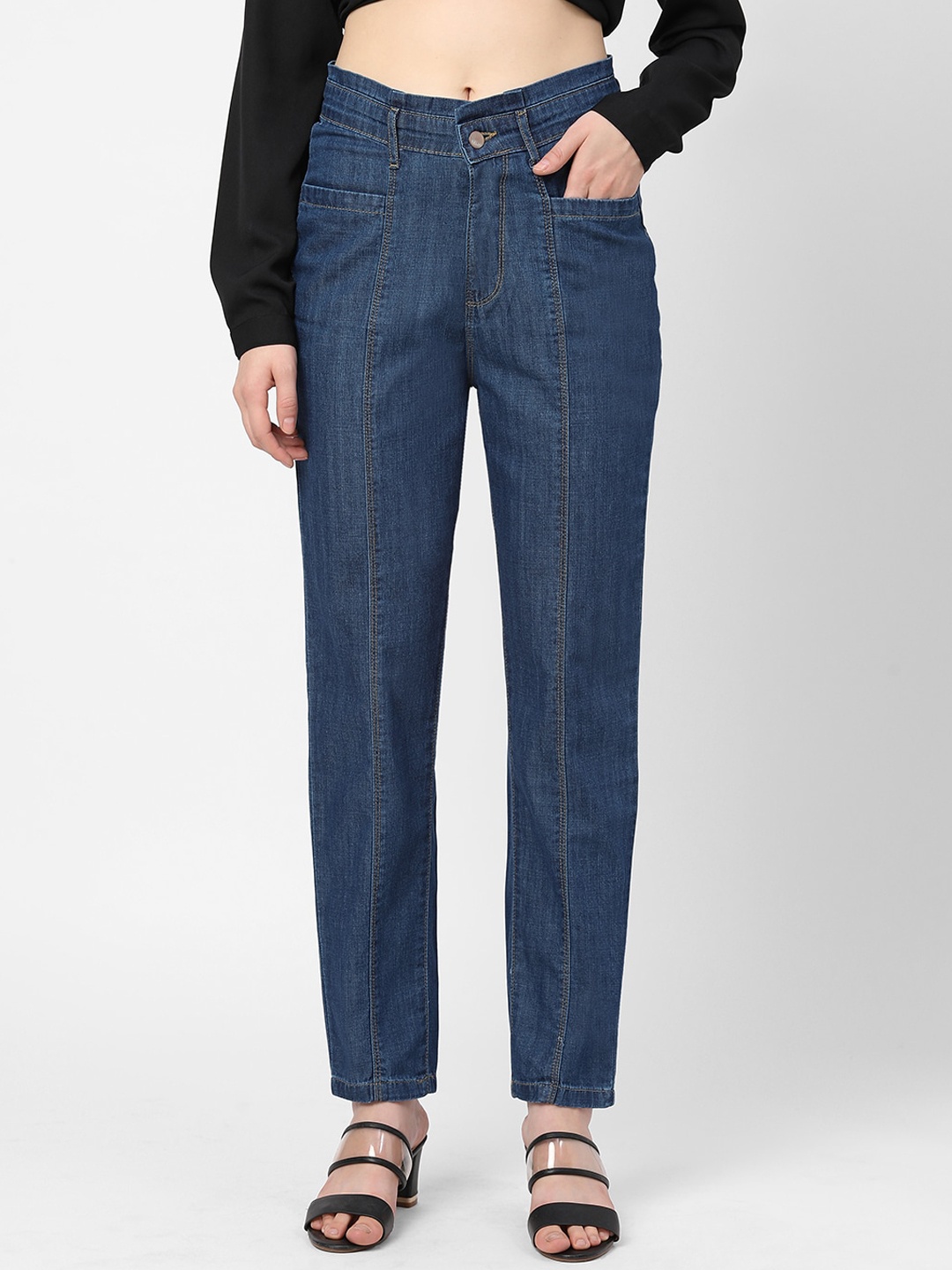 

Kraus Jeans Women High-Rise Clean Look Cotton Jeans, Blue