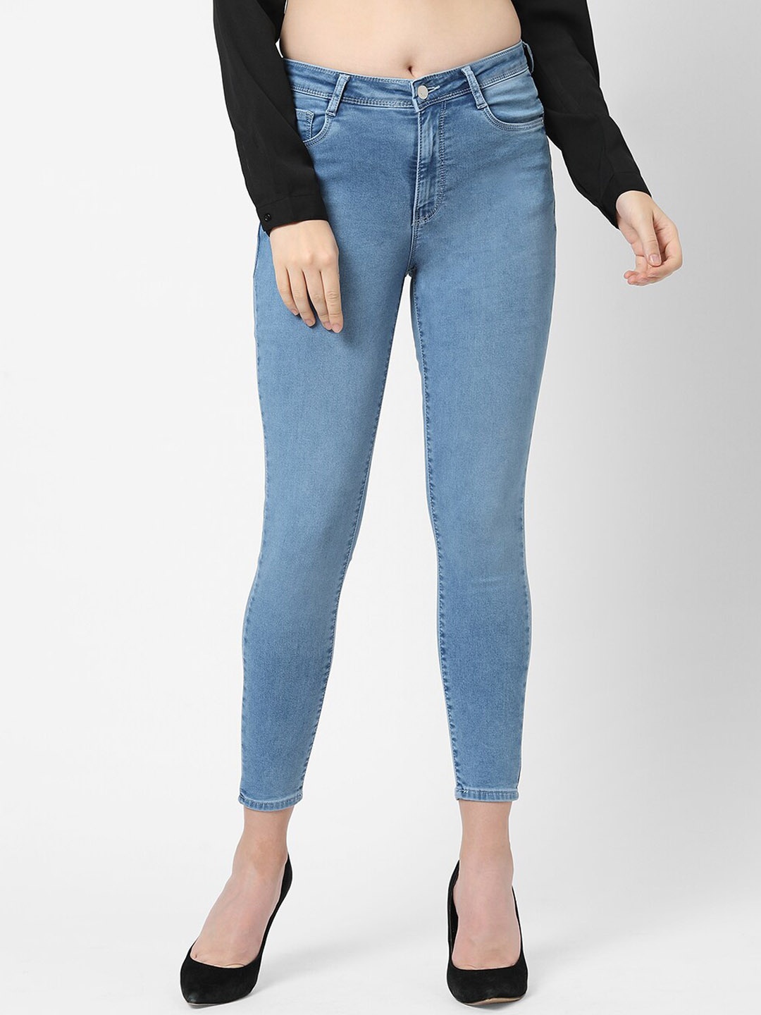 

Kraus Jeans Women Skinny Fit High-Rise Clean Look Stretchable Jeans, Blue
