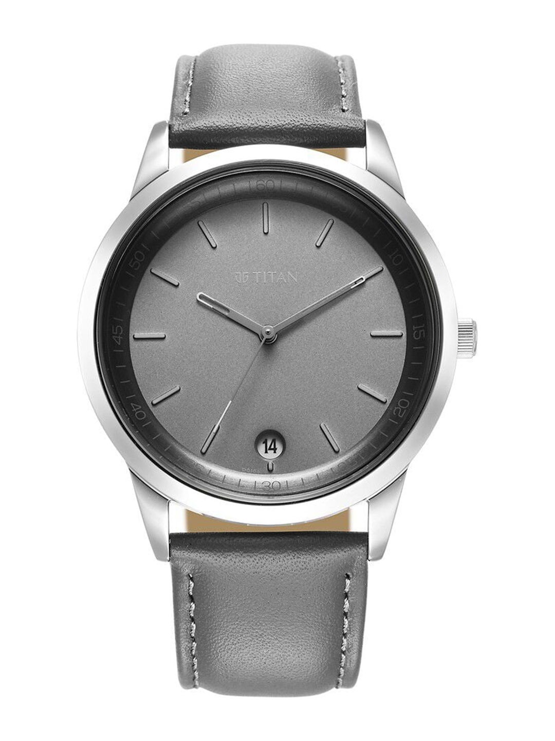 

Titan Men Leather Straps Analogue Watch 1806SL13, Grey