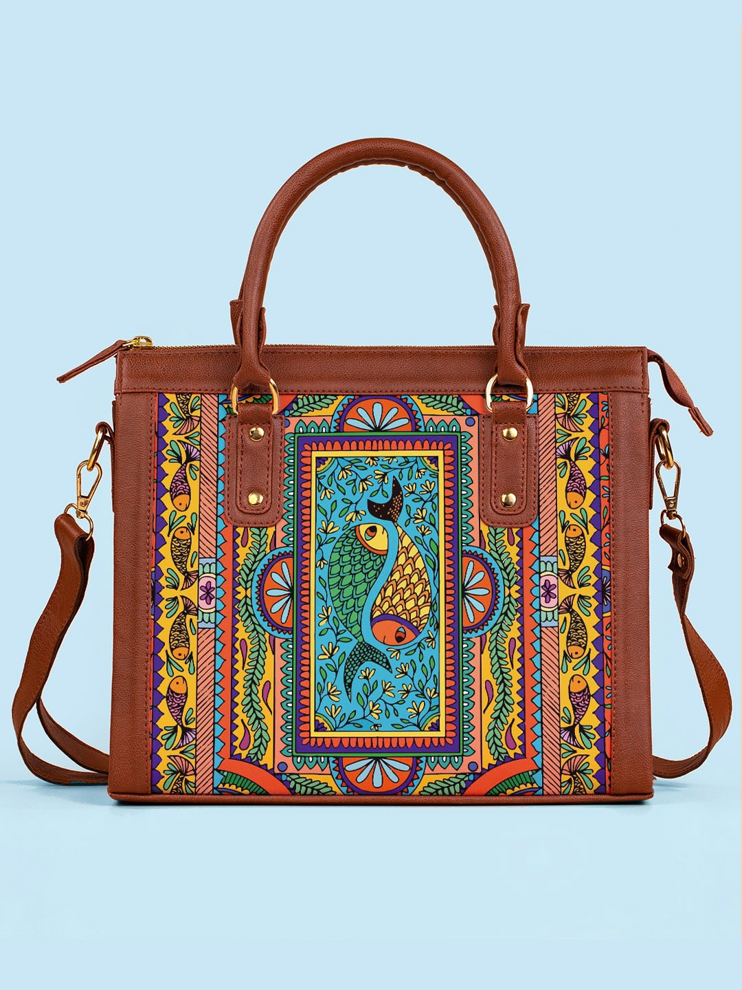 Kalankit Ethnic Motifs Printed Shopper Handheld Bag, Green