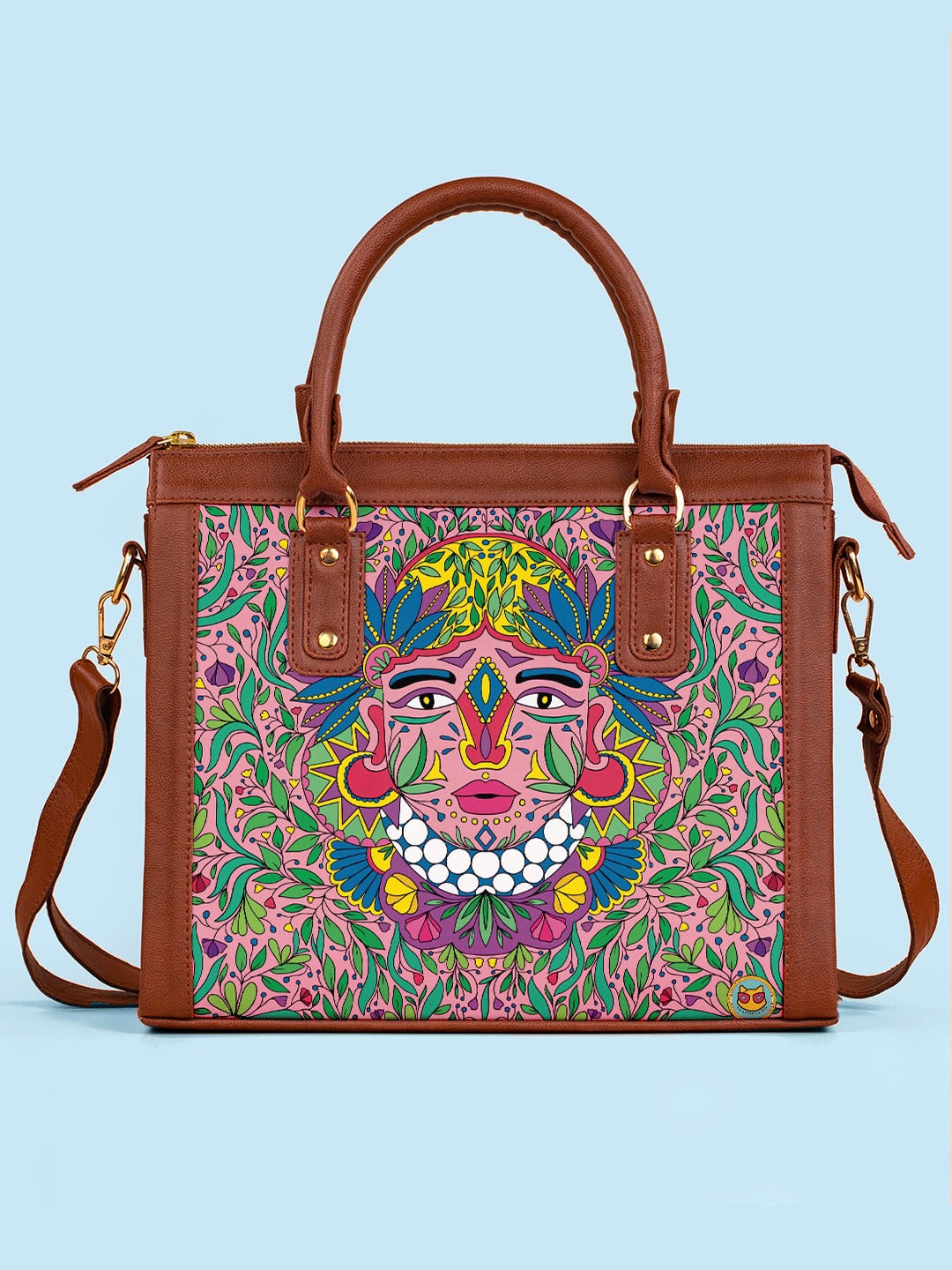 

Kalankit Ethnic Printed Structured Handheld Bag, Pink