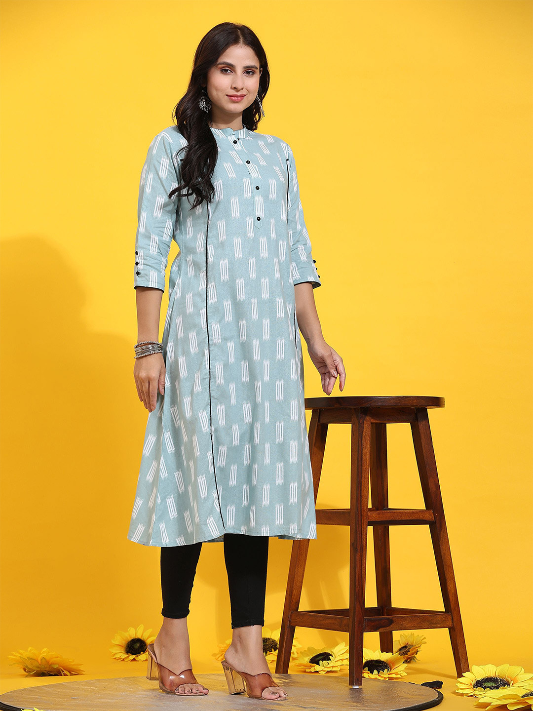 

Phenav Abstract Printed Pure Cotton Straight Kurta, Sea green