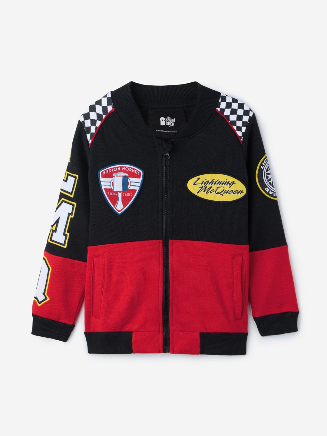 

The Souled Store Boys Lightweight Bomber with Patchwork Jacket, Black