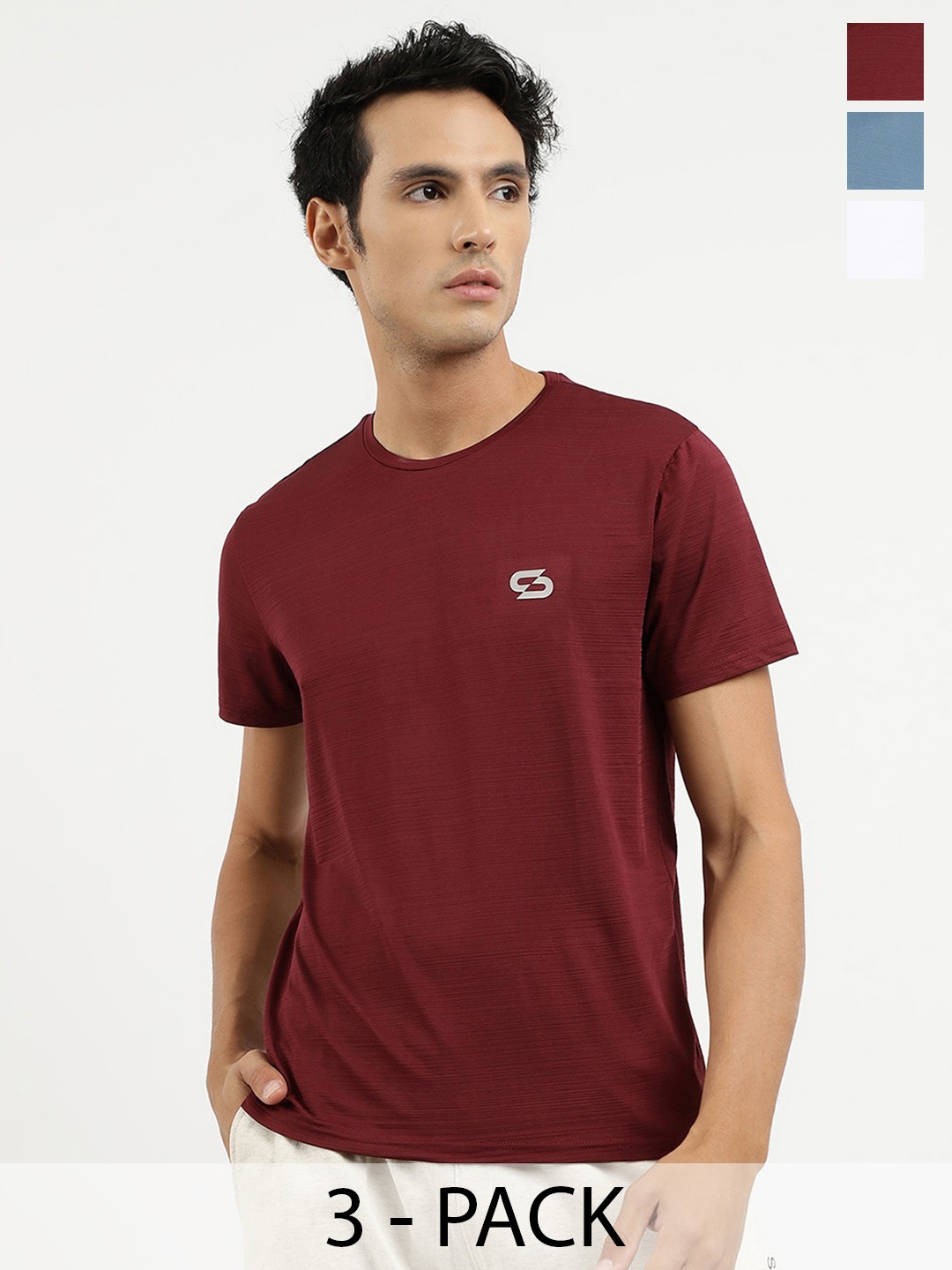 

Spolei Men 3 V-Neck Applique Slim Fit T-shirt, Multi