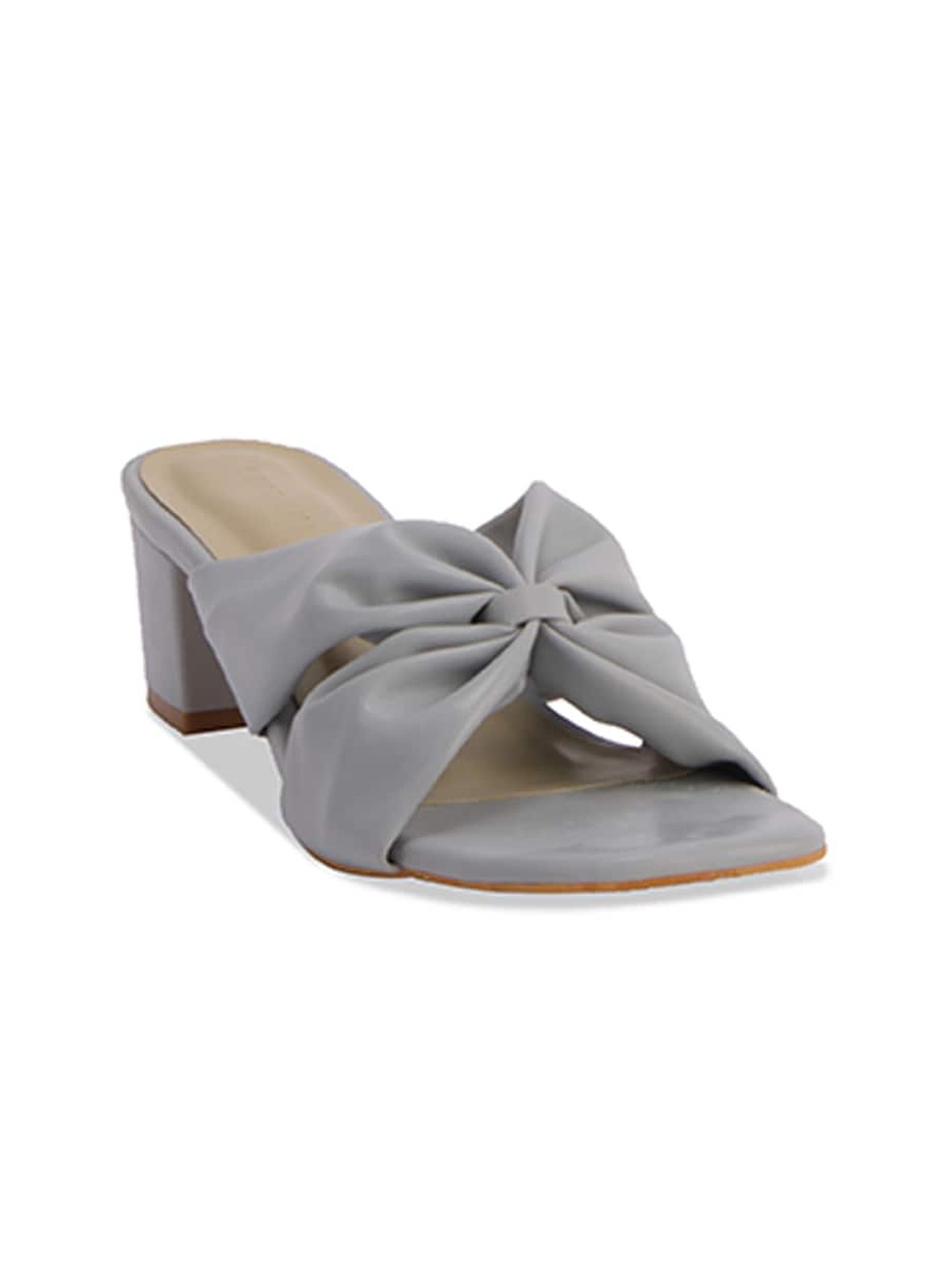 

ERIDANI Open Toe Bows Detail Block Heels, Grey