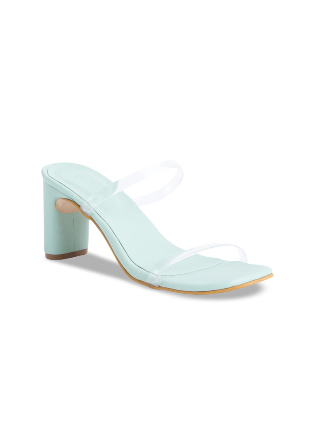 

ERIDANI Open Toe Block Heels, Green