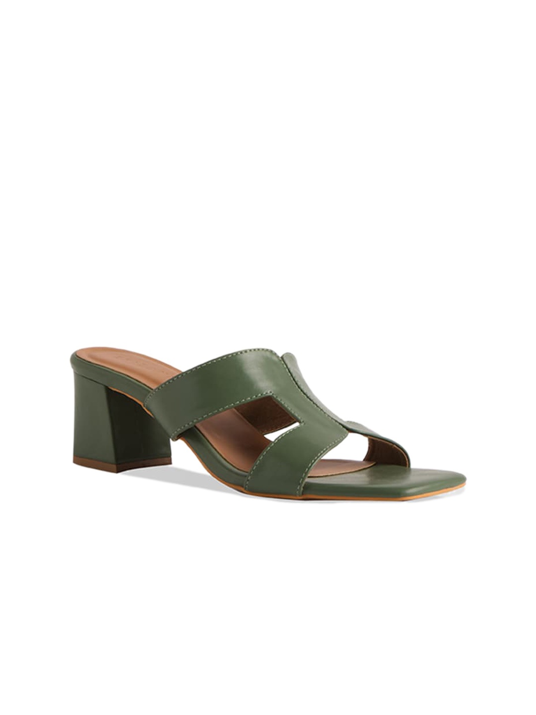 

ERIDANI Open Toe Block Heels, Green