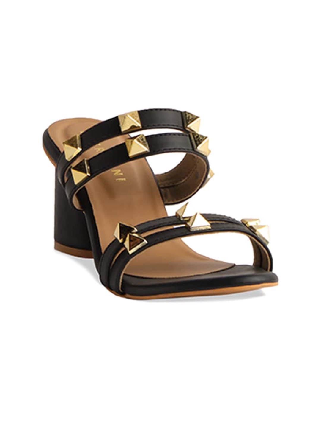 

ERIDANI Embellished Open Toe Block Heels, Black