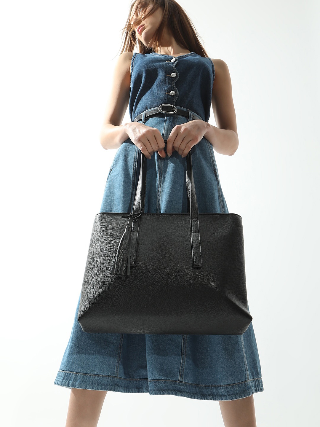 Vero Moda Textured Structured Tote Bag, Black