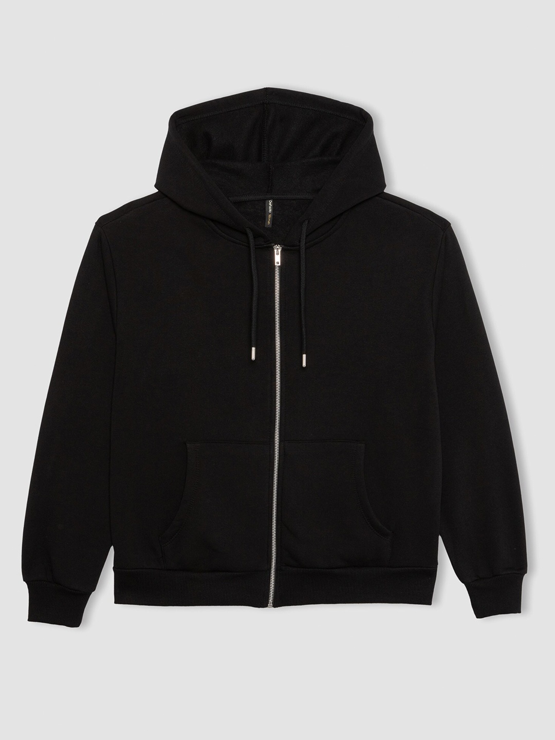 

DeFacto Hooded Front-Open Sweatshirt, Black