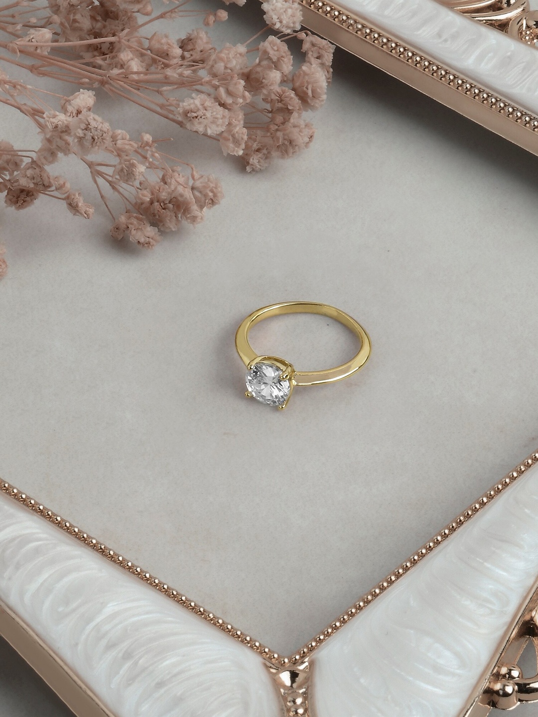 

Accessorize London 14K Gold Plated Gold Z Healing Stone Nugget Ring Labradorite