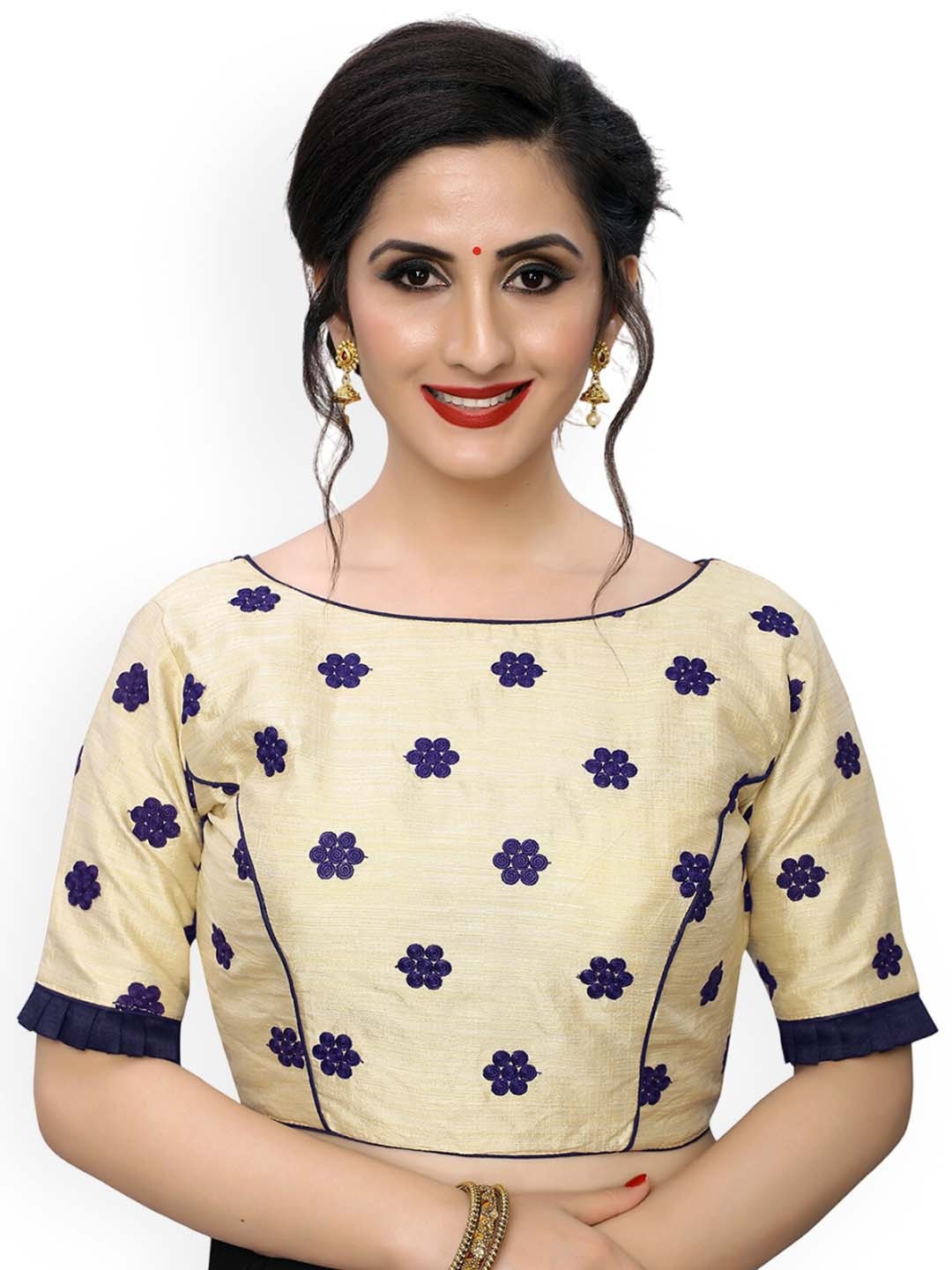 

Mitera Embroidered Silk Saree Blouse, Blue
