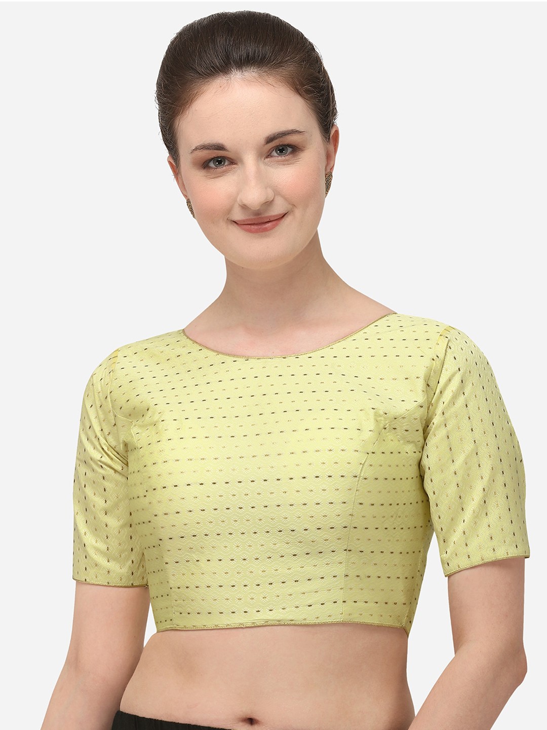 

Mitera Woven Design Jacquard Saree Blouse, Off white