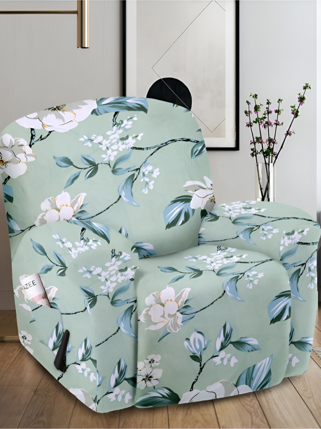 

Cortina Green & White Printed Sofa Cover With Arms