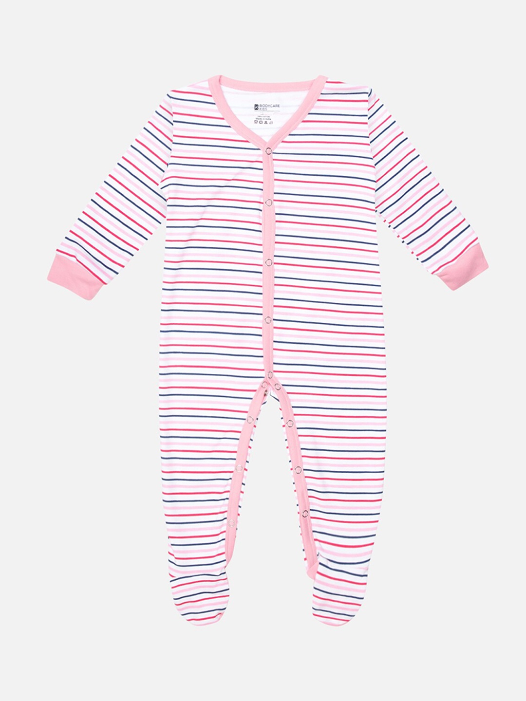 

Bodycare Infants striped Cotton Sleepsuit, White