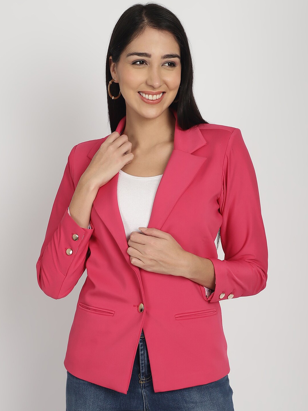 

Purple State Slim Fit Single Breasted Notched Lapel Blazers, Pink