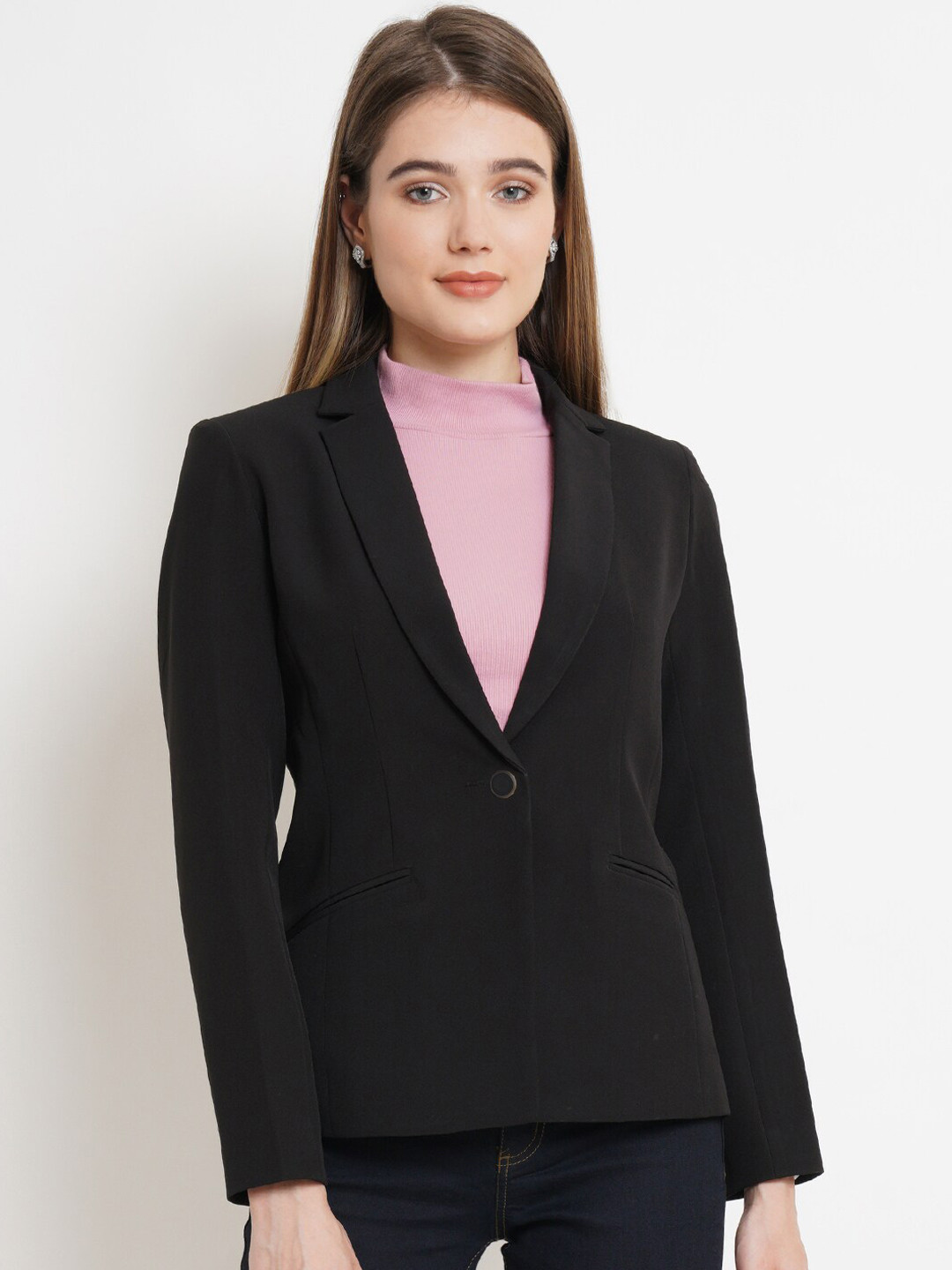 

Purple State Single Breasted Notched Lapel Blazers, Black