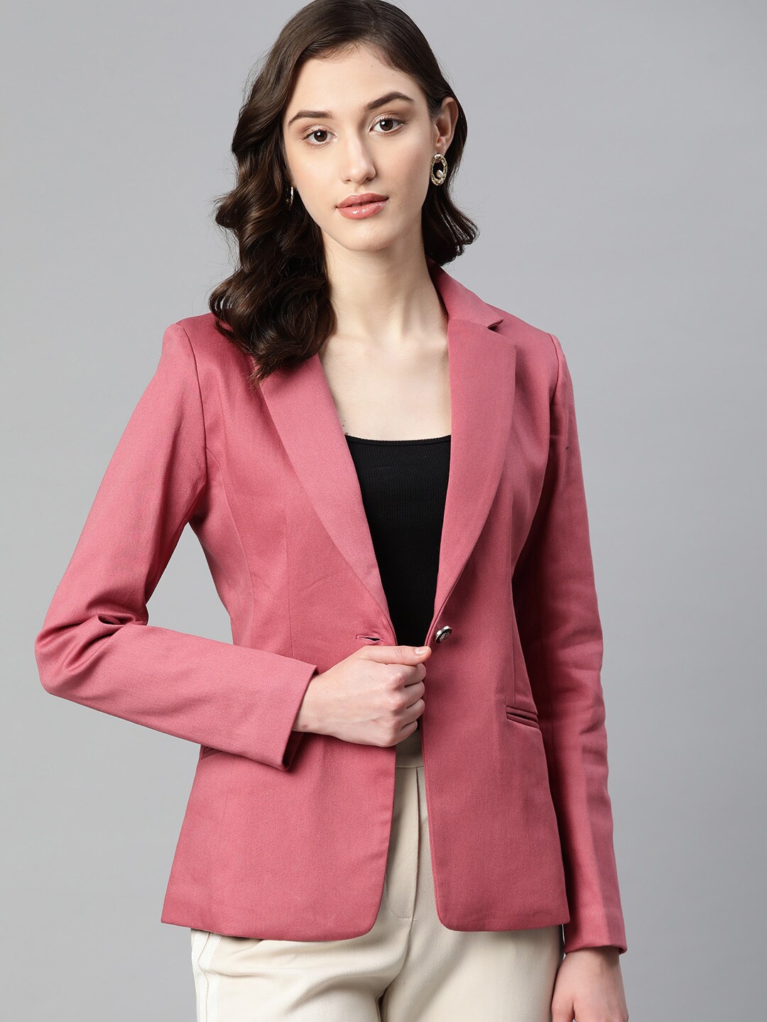 

Purple State Slim-Fit Single-Breasted Notched Lapel Blazer, Pink