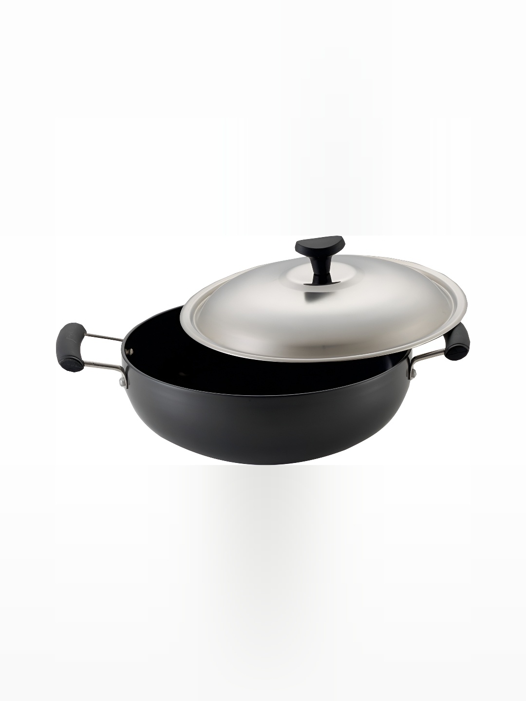 

RBGIIT Black Carbon Steel Dishwasher & Microwave Safe Kadhai With Lid
