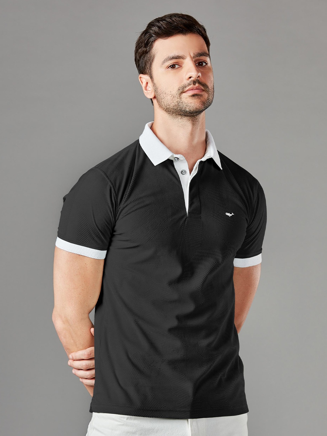 

HAMPTONS Contrast Collar Polo Tshirt, Black
