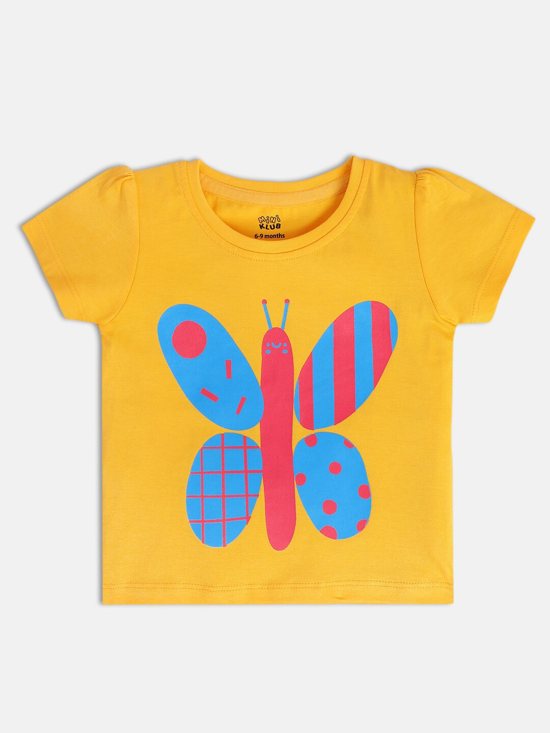 

MINI KLUB Girls Graphic Printed Cotton Top, Yellow