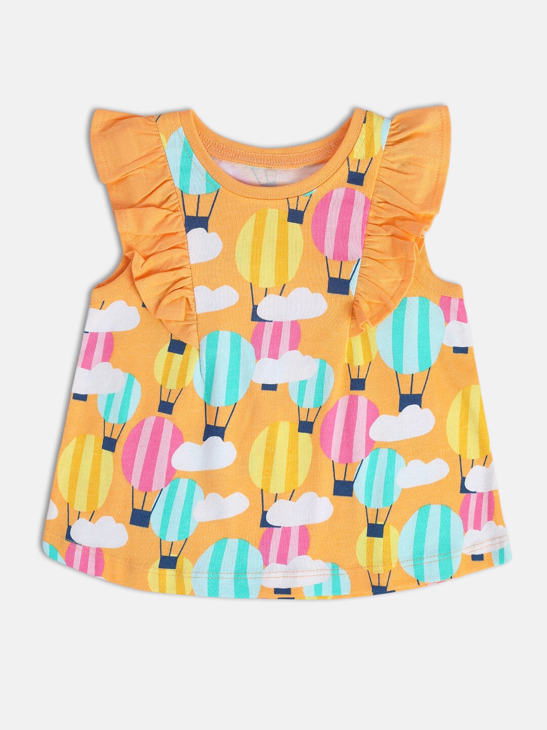 

MINI KLUB Girls Printed Round Neck Cotton Top, Blue