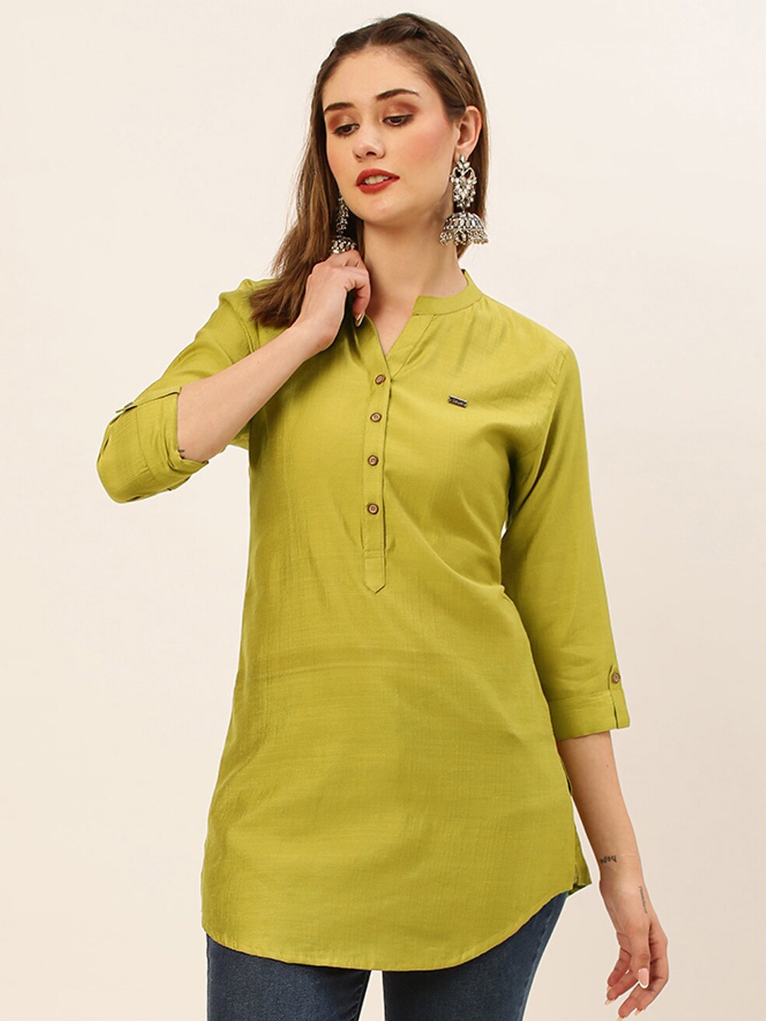 

ZOLA Mandarin Collar Tunic, Green