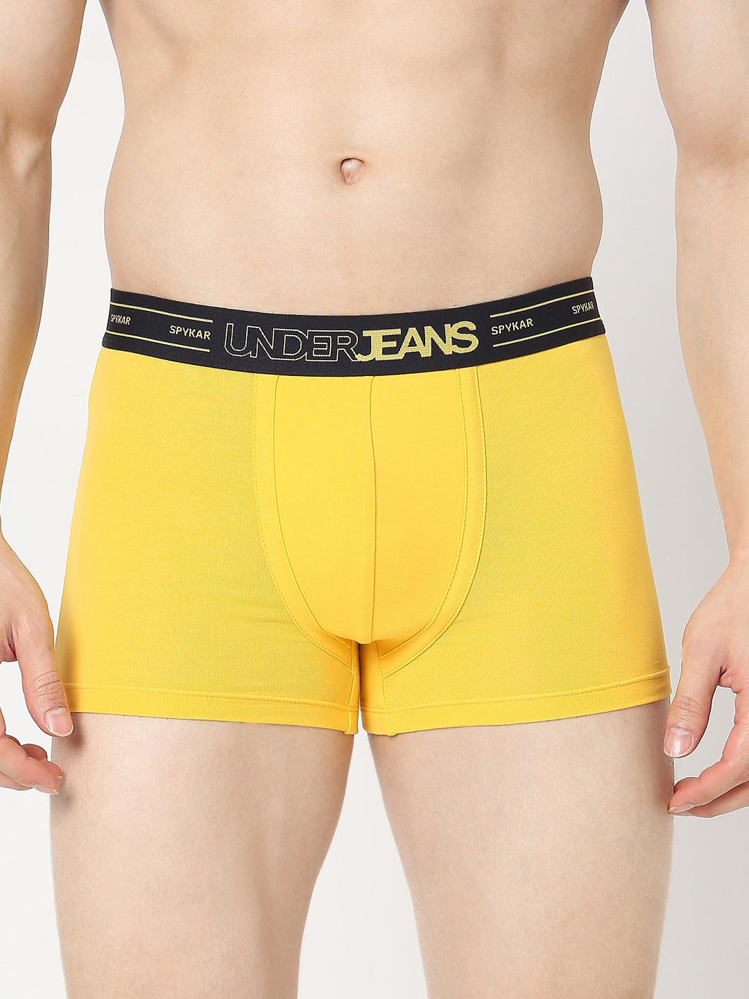 

UnderJeans by Spykar Mid-Rise Outer-Elastic Short Trunks UJNPTS064Yellow, Yellow