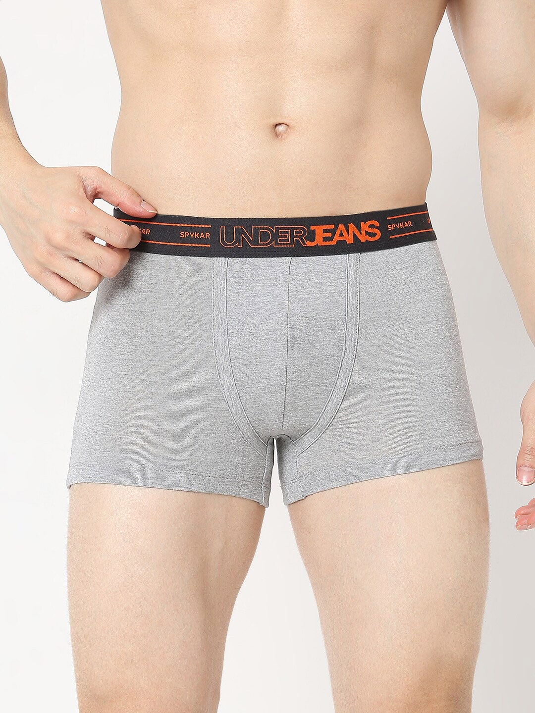 

UnderJeans by Spykar Printed Low-Rise Trunk UJNPTS064GREYMELANGE, Grey melange