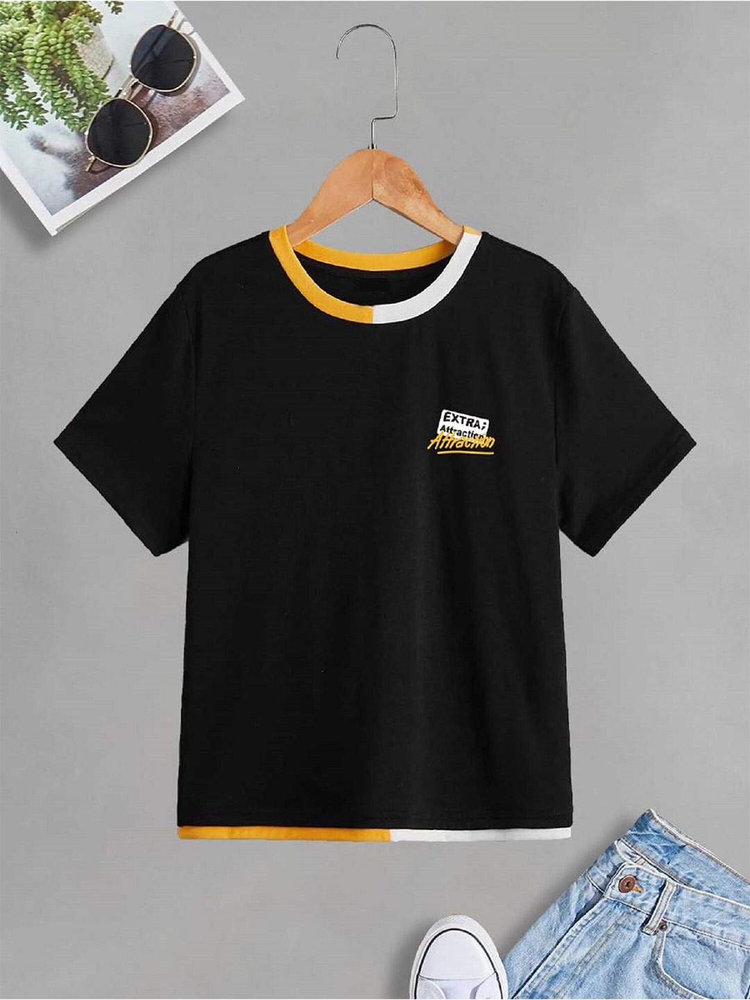 

BAESD Boys Round Neck Cotton T-shirt, Black