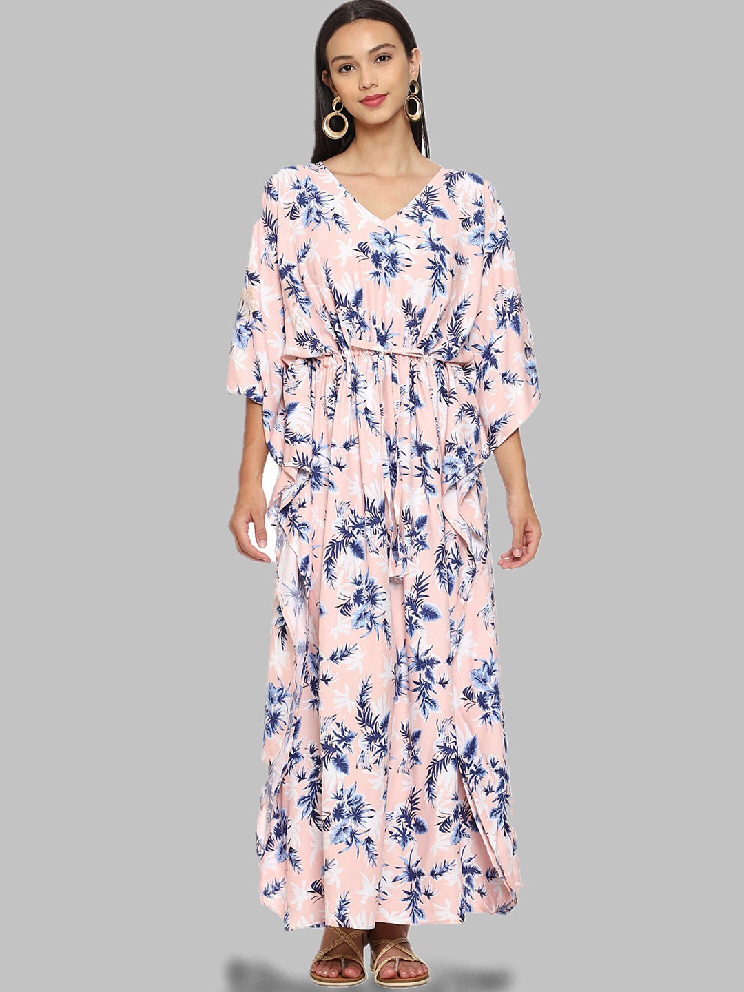 

CRAFTBAZAR Floral Printed Maternity Kaftan Dress, Pink