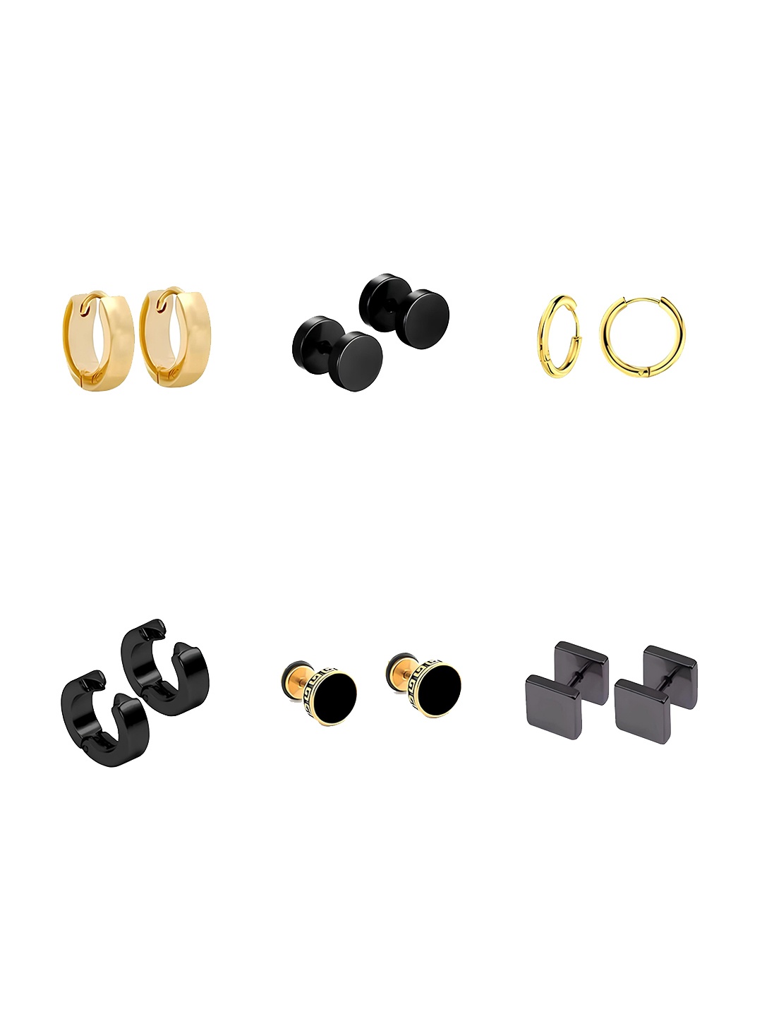 

KARISHMA KREATIONS Men Set Of 6 Gold-Plated Circular Stud Earrings