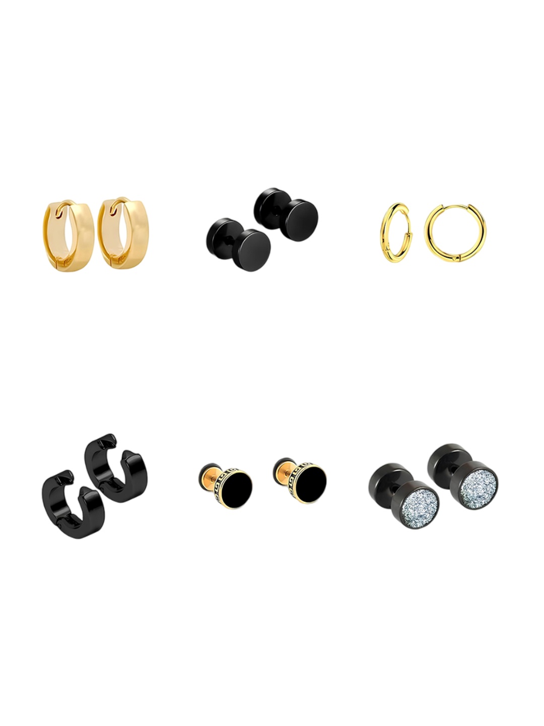 

KARISHMA KREATIONS Men Set Of 6 Gold-Plated Contemporary Studs Earrings